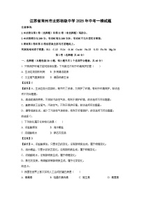江苏省常州市北郊初级中学2025年中考一模化学试题（解析版）