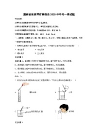 湖南省张家界市桑植县2025年中考一模化学试题（解析版）