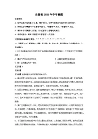 安徽省2025年中考真题化学试卷（解析版）