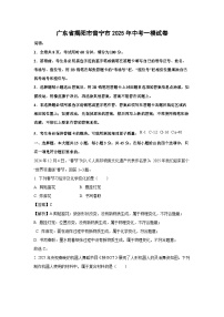 广东省揭阳市普宁市2025年中考一模化学试题（解析版）