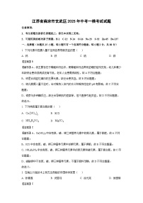 江苏省南京市玄武区2025年中考一模考试化学试题（解析版）