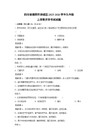 四川省绵阳市涪城区2025-2026学年九年级上学期开学考试化学试卷（解析版）