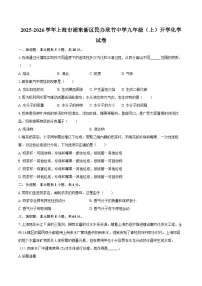 2025-2026学年上海市浦东新区民办欣竹中学九年级（上）开学化学试卷-自定义类型