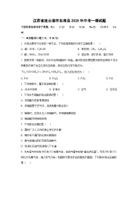 江苏省连云港市东海县2025年中考一模化学试题（学生版）
