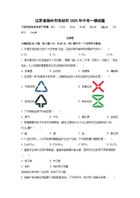 江苏省扬州市高邮市2025年中考一模化学试卷（学生版）