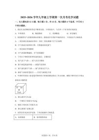 安徽省合肥市2025~2026学年九年级上册第一次月考化学试题（含答案）