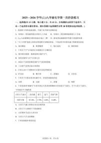 福建省龙岩市2025~2026学年九年级上册（10月）月考化学试题（含答案）