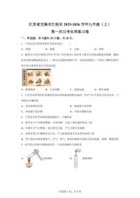 江苏省无锡市江阴市2025~2026学年九年级上册第一次月考化学检测试题（含答案）