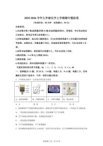 九年级化学上册期中模拟试题（湖北专用 新教材人教版）含答案