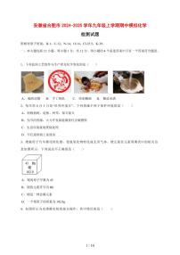 安徽省合肥市2024_2025学年九年级（上）期中模拟化学试卷 [附答案]