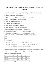 2025-2026学年上海市嘉定区嘉一实验中学九年级（上）月考化学试卷（9月份）（含答案）