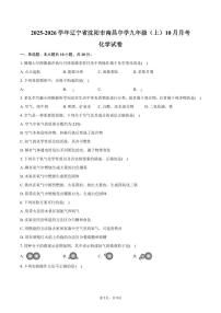 2025-2026学年辽宁省沈阳市南昌中学九年级（上）月考化学试卷（10月份）(含答案）