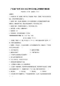 广东省广州市2025-2026学年九年级上学期期中模拟卷化学试卷（学生版）