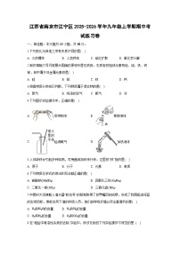 江苏省南京市江宁区2025-2026学年九年级上学期期中考试练习卷化学试卷（学生版）