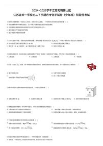 2024~2025学年江苏无锡锡山区江苏省天一学校初二下学期月考化学试卷（少年班）阶段性考试（有答案解析）