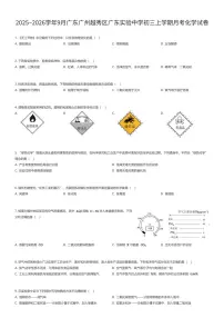 2025~2026学年9月广东广州越秀区广东实验中学初三上学期月考化学试卷（有答案解析）
