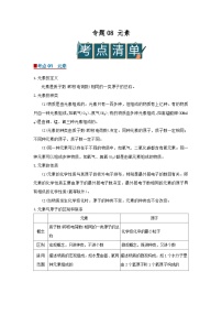 专题08 元素（word）2025-2026学年九上化学人教版2024期中复习学案知识点+习题