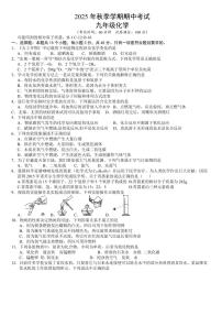 湖南省怀化市2025-2026学年九年级上学期期中考试化学试卷