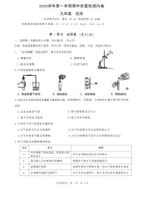 广东省广州市增城区2025-2026学年九年级上学期11月期中考试化学试题