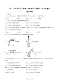 2025-2026学年河北省唐山市路南区九年级（上）期中化学试卷（含答案）