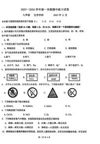 江苏省苏州工业园区校联考2025-2026学年九年级上学期11月期中化学试题