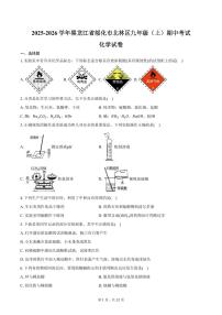 2025-2026学年黑龙江省绥化市北林区九年级（上）期中化学试卷（含答案）