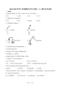 2025-2026学年广东省肇庆中学九年级（上）期中化学试卷（含答案）