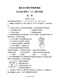 重庆市巴蜀中学2025-2026学年九年级上学期期中考试化学试卷
