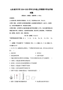 山东省济宁市2024-2025学年九年级上学期期中学业评测化学试卷（学生版）