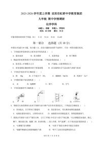 辽宁省沈阳市虹桥中学教育集团2025-2026学年九年级上学期期中考试化学试题 -