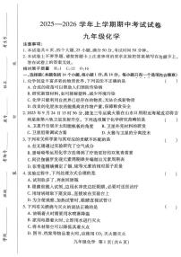 河南省新乡市2025-2026学年九年级上学期11月期中化学试题