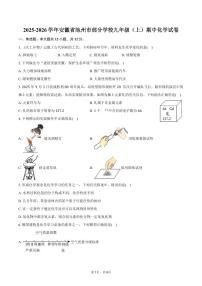 2025-2026学年安徽省池州市部分学校九年级（上）期中化学试卷（含答案）