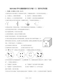 2025-2026学年安徽省滁州市九年级（上）期中化学试卷（含答案）