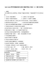 2025-2026学年河南省郑州市郑中国际学校九年级（上）期中化学试卷（含答案）