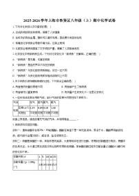 2025-2026学年上海市奉贤区八年级（上）期中化学试卷（含答案）