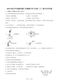 2025-2026学年福建省厦门市翔城中学九年级（上）期中化学试卷（含答案）