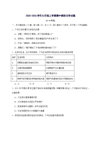 安徽省合肥市第四十二中学中铁国际城校区2025_2026学年九年级上册期中模拟化学试题-附答案