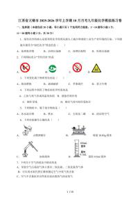 江苏省无锡市2026届九年级上学期10月月考模拟练习化学试卷（含答案）