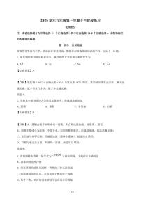 上海市松江区某校2025~2026学年九年级上学期10月月考化学试卷（含解析）