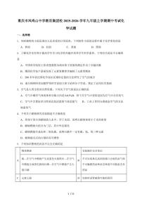 重庆市凤鸣山中学2025届九年级上学期期中考试化学试卷（含答案）