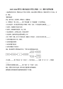 2025-2026学年上海市延安中学九年级（上）期中化学试卷（含答案）