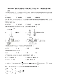 2025-2026学年四川省巴中市巴州区九年级（上）期中化学试卷（含答案）