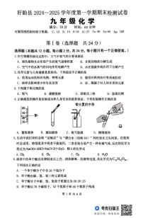 江苏省淮安市盱眙县2024-2025学年九年级上学期期末考试化学试卷