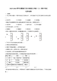 2025-2026学年安徽省天长市某校九年级（上）期中化学试卷（含答案）