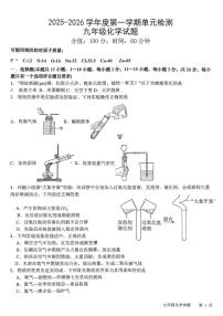 山东省曲阜师范大学附属中学2025-2026学年九年级上学期12月月考化学试题