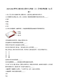 2025-2026学年上海市交大附中九年级（上）月考化学试卷（12月份）（含答案）