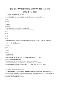 2025-2026学年上海市闵行区上宝中学八年级（上）月考化学试卷（12月份）（含答案）
