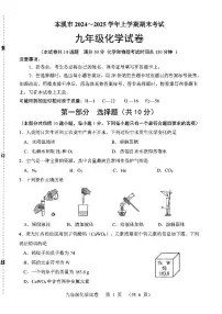 2025年1月辽宁本溪九年级上册化学期末试卷+答案