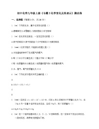 初中化学九年级上册专题5 化学变化及其表示 测试卷及全面解析
