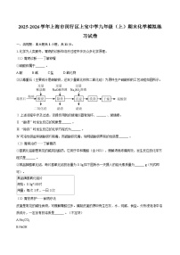 2025-2026学年上海市闵行区上宝中学九年级（上）期末化学模拟练习试卷-自定义类型